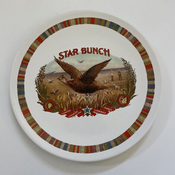 Pottery‎ Barn Appetizer Plates Simion Batt Fireside Club Salad EUC Cigar Theme - Picture 4 of 9